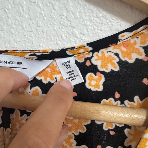 ☀️ & Other Stories Floral Modal Blend Mini Dress Orange Yellow Stockholm Atelier - Picture 3 of 10